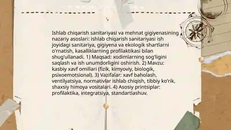 Ishlab chiqarish sanitariyasi mehnat gigiyenasi 3