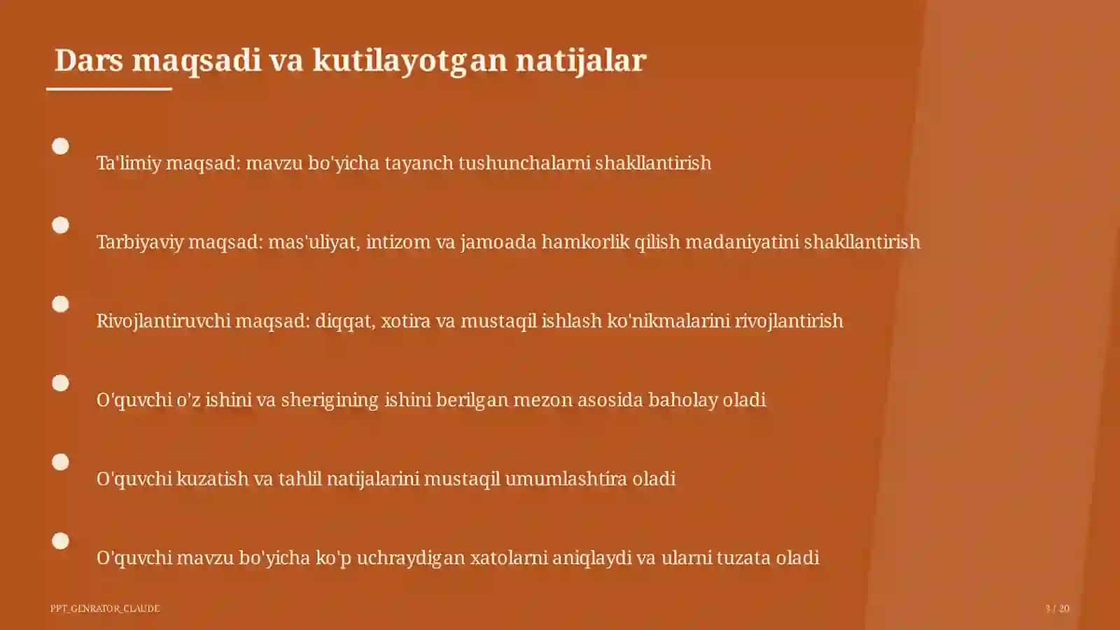 Boshlang'ich sinf: Ona tili va o'qish (1–4) — ochiq dars uchun 3