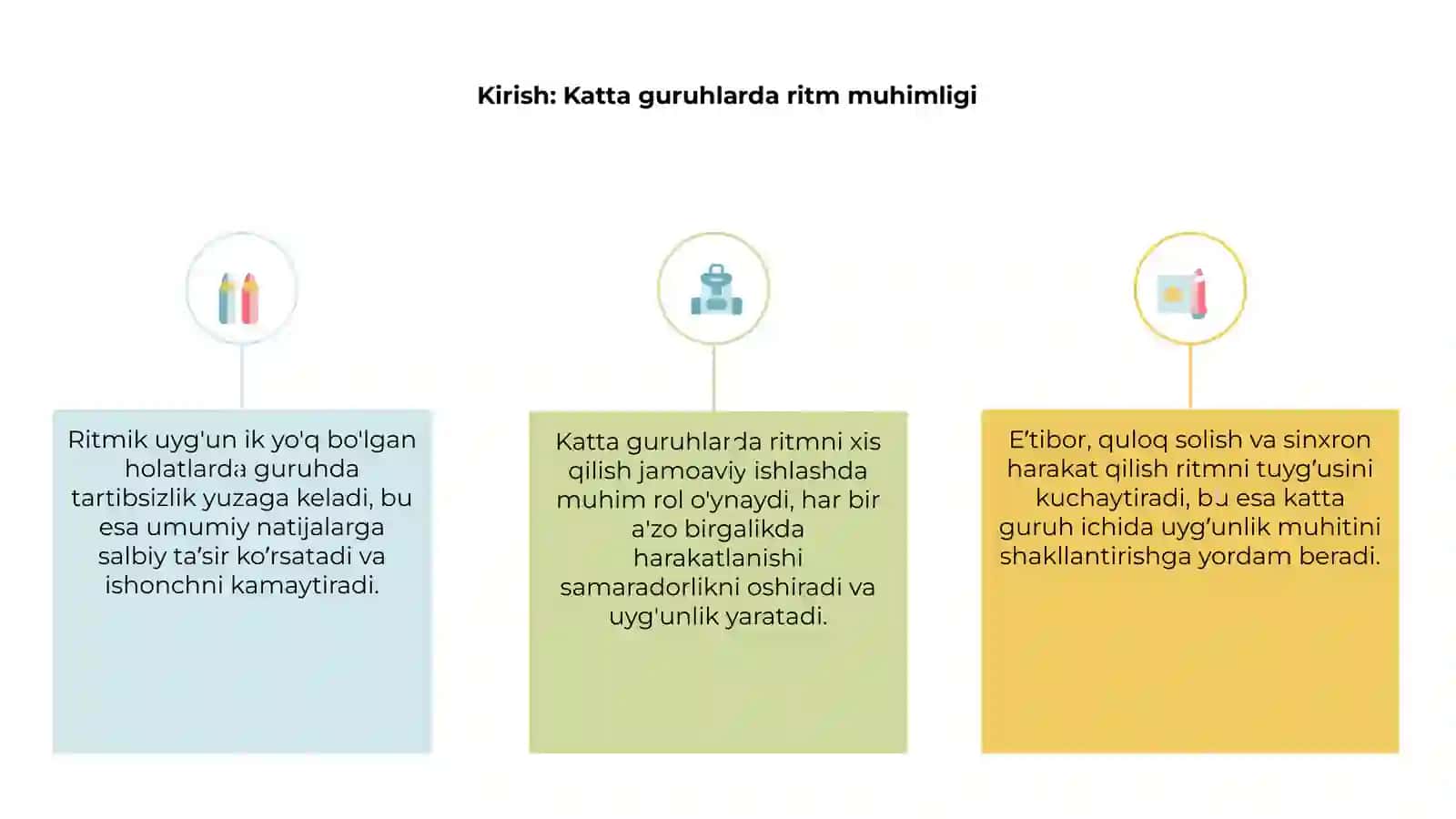 Katta guruhlarda ritmni xis qilishda e'tibor berilishi kerak bòlgan jihatlar 3