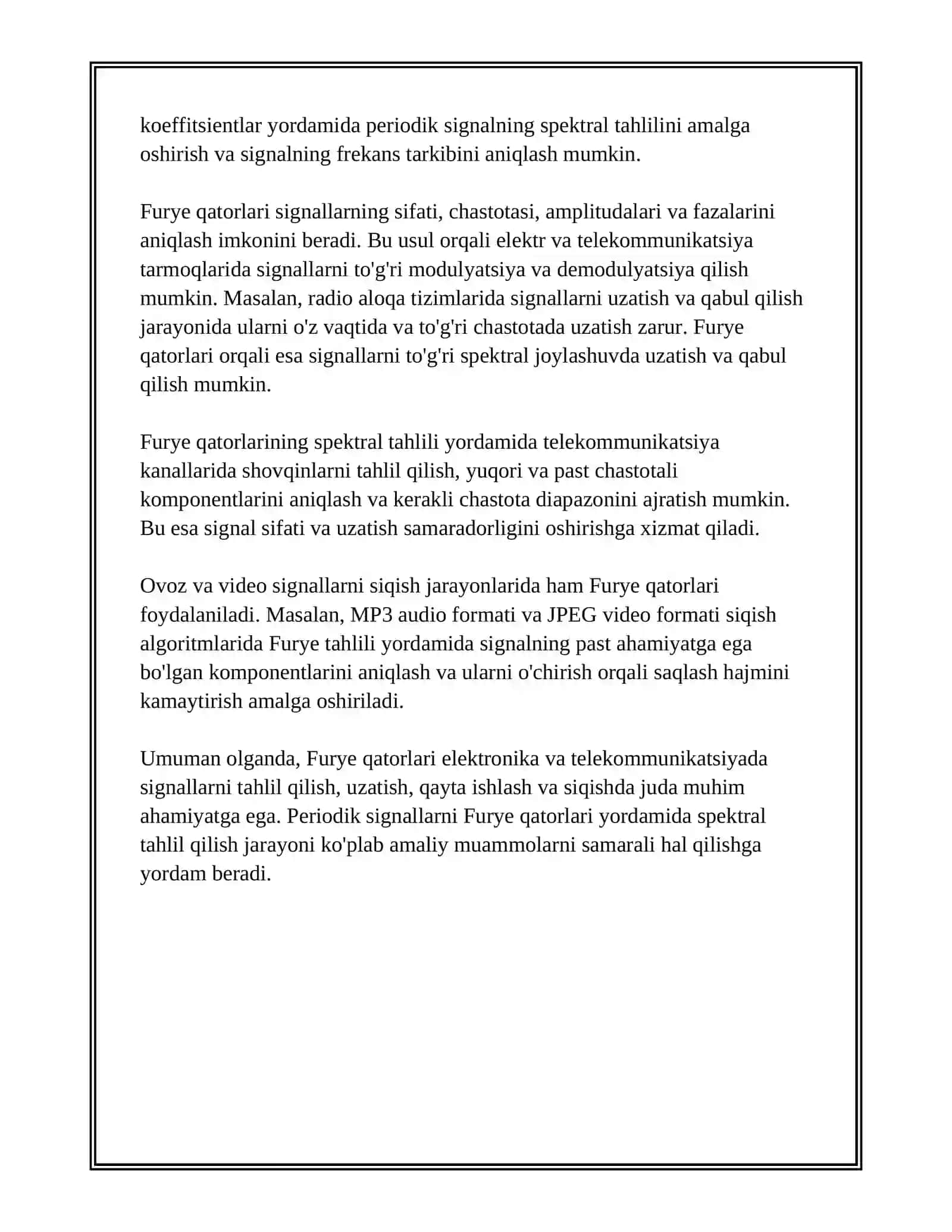 ELEKTRONIKA VA TELEKOMUNIKATSIYADA FURYE QATORLARINING QOʻLLANILISHI 3