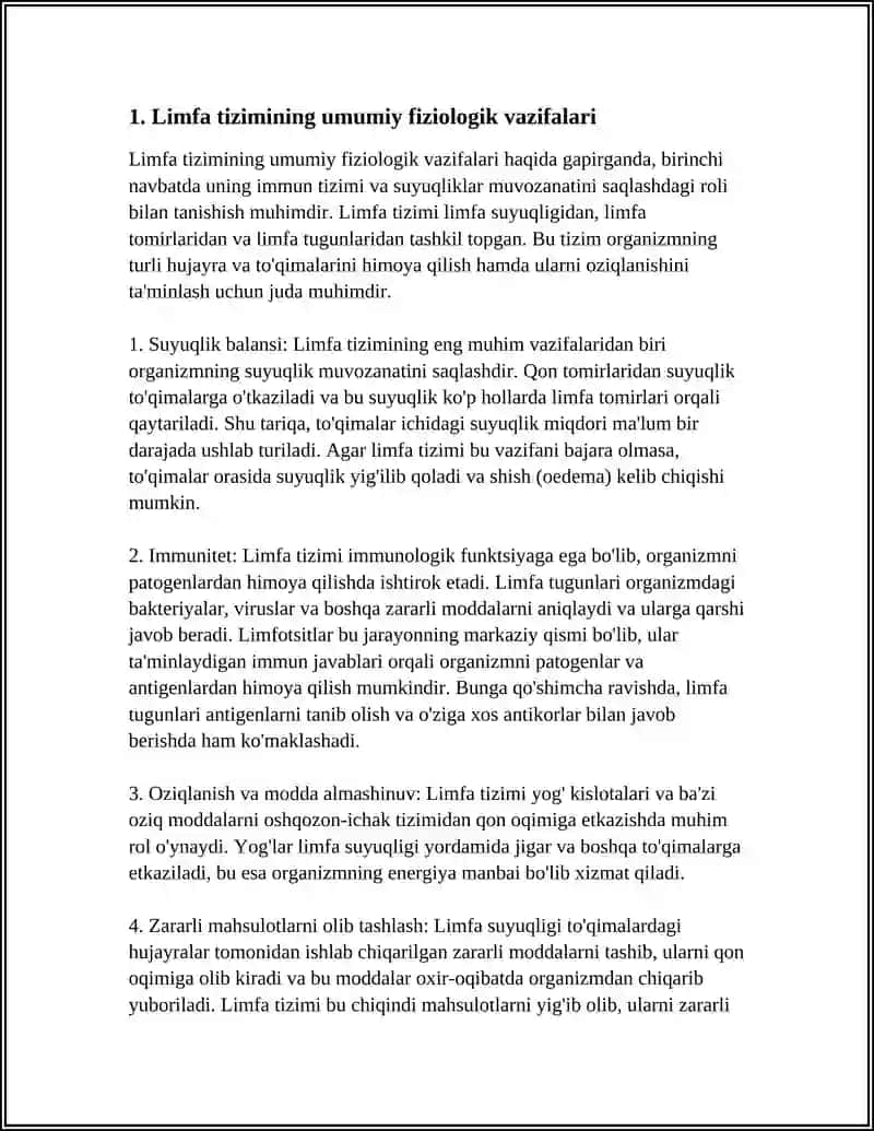 LIMFA TIZIMINING FIZIOLOGIYASI 3