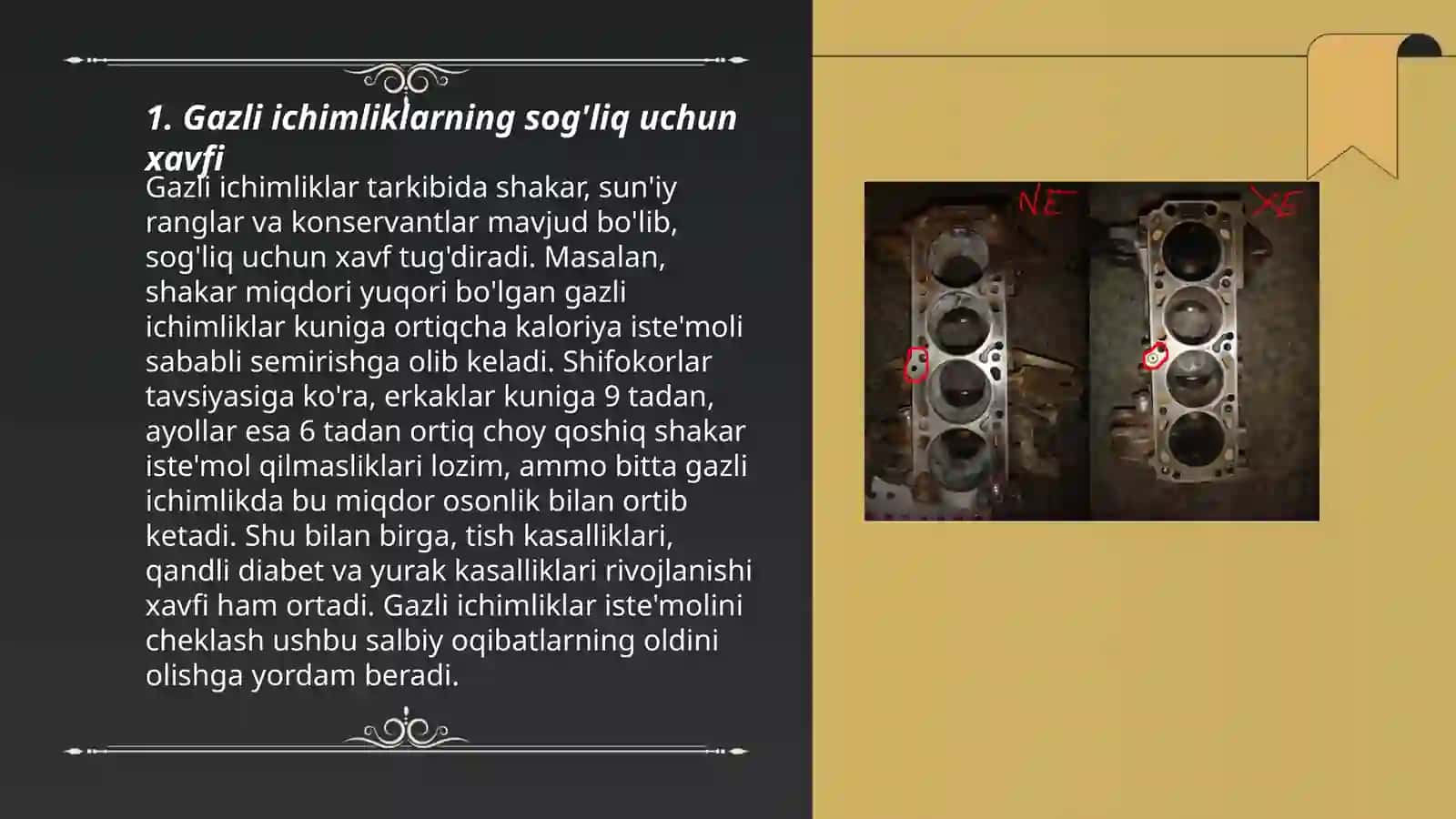 Gazli ichimliklarning zarari, statistik ma'lumotlar, diagramma Bo'ronova Ruxshona 3