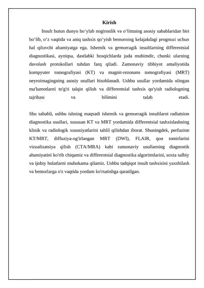 Ishemik va Gemorragik Insultning Klinik va Radiologik Xususiyatlari 3