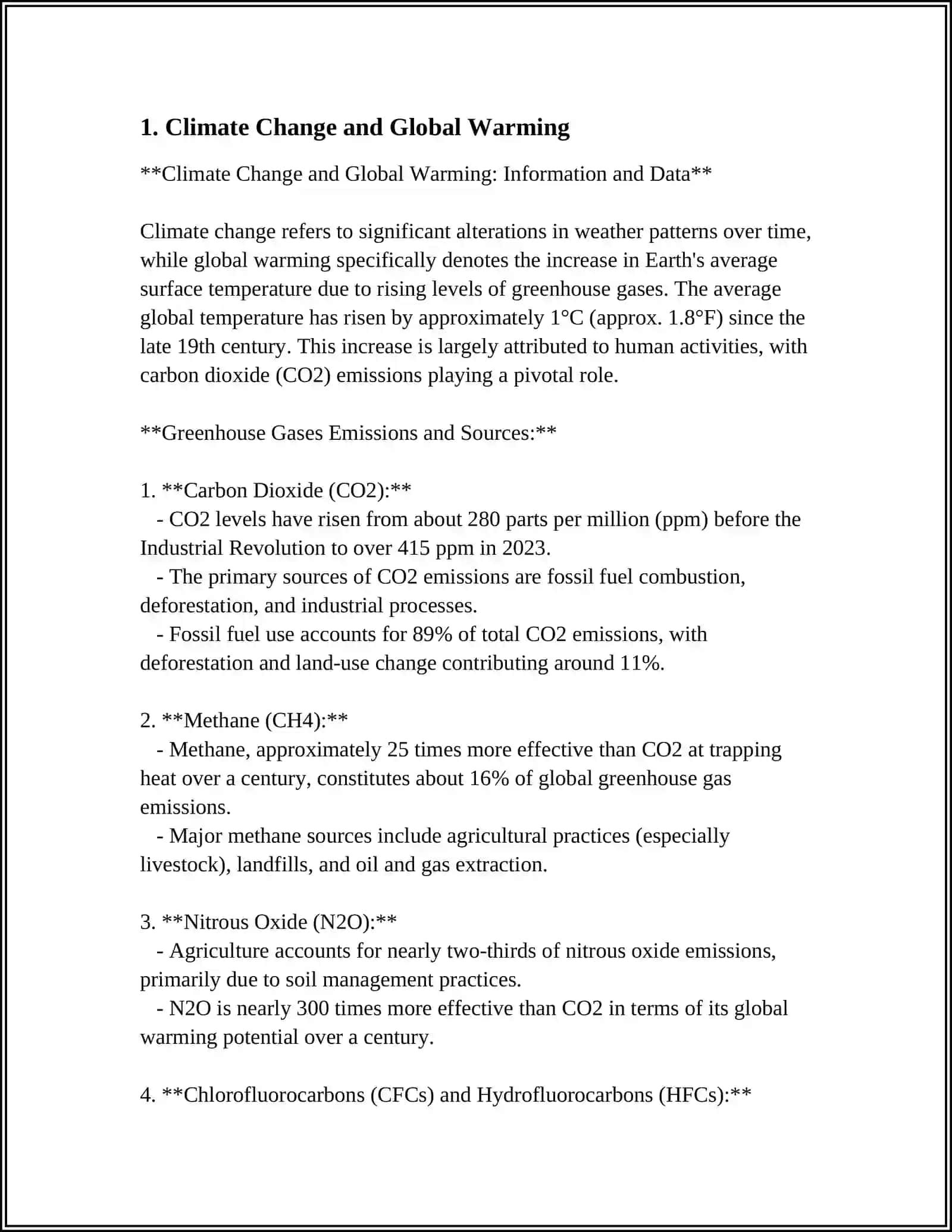 Climate Change and Global Warming: Information and Data 3