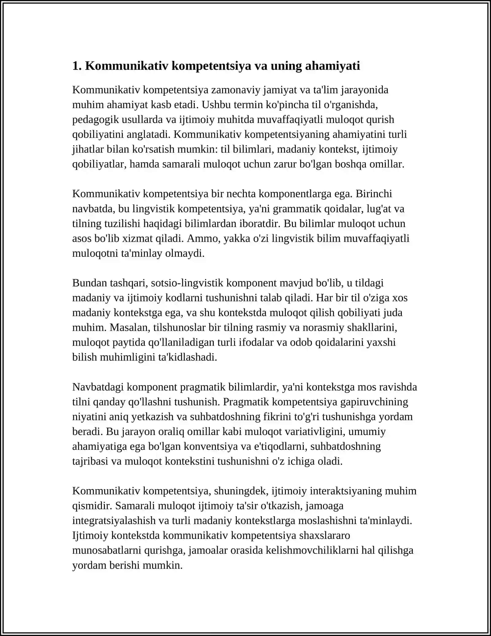 O'QTUVCHINING KOMMUNIKATIV QOBILYATINI RIVOJLANTIRISHGA QO'YILADIGON TALABLAR 3