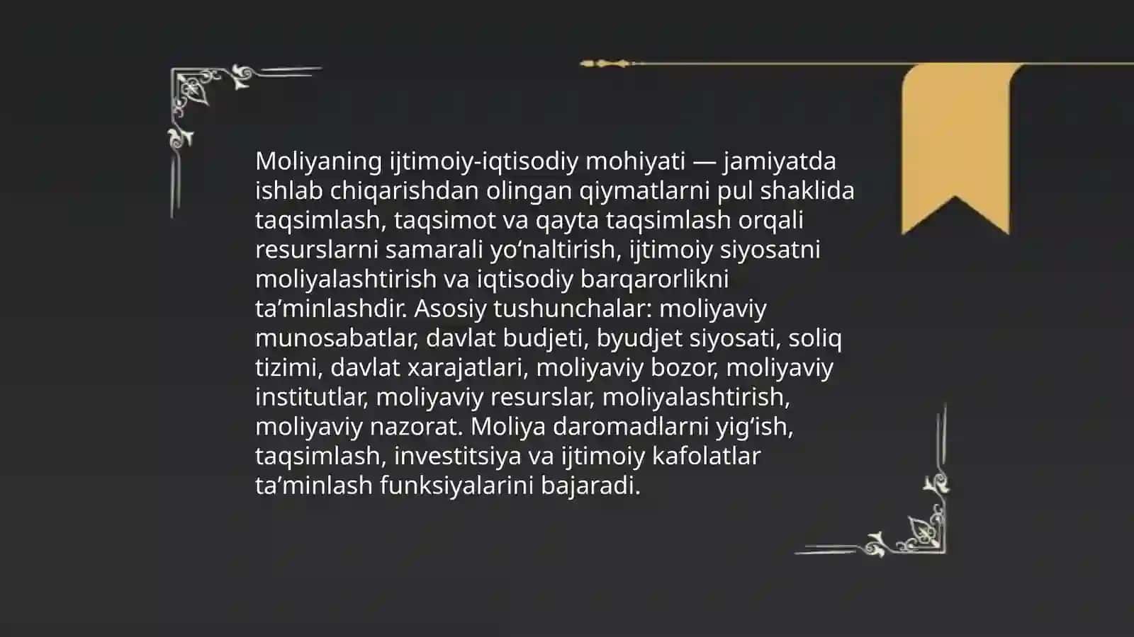 Moliyaning ijtimoiy-iqtisodiy mohiyati va asosiy tushunchalari 3