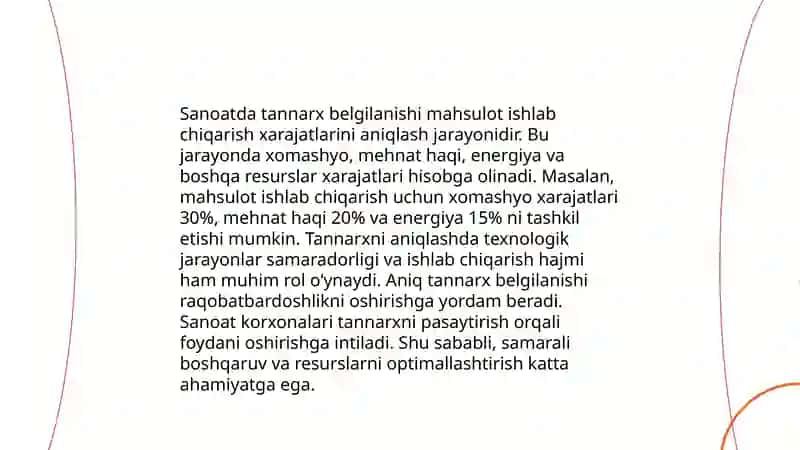 Sanoatda tannarx 3