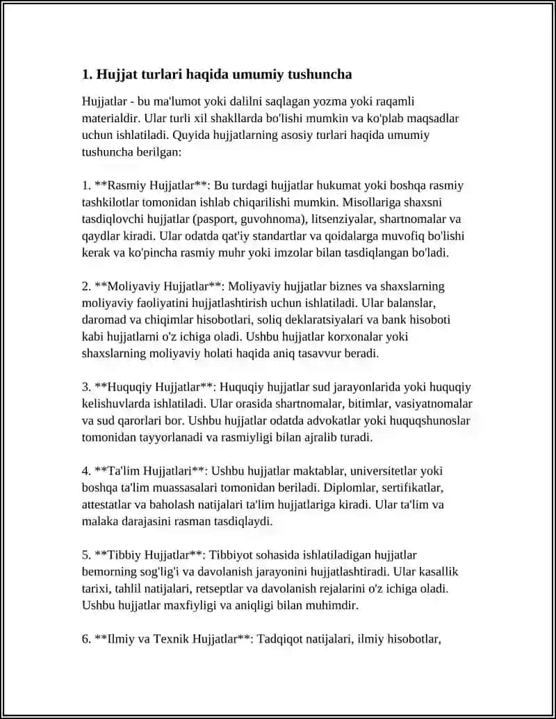 Hujjat Turlari va Hususiyatları 3