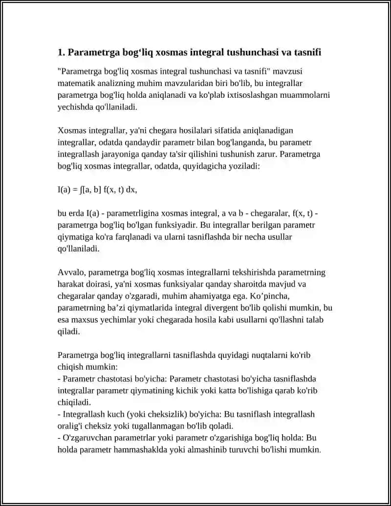 PARAMETRGA BOG’LIQ XOSMAS INTEGRALLAR 3