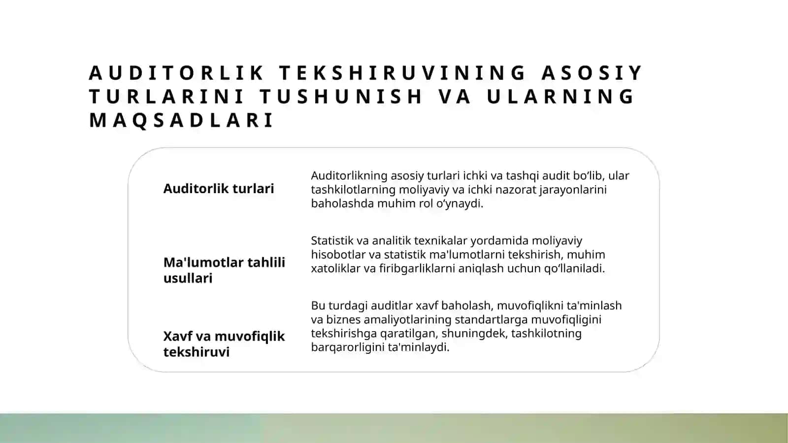 Auditorlik tekshiruvining turlari 3