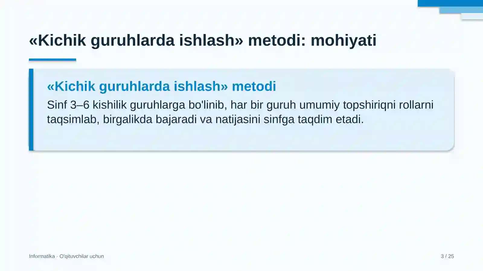 informatika darslarida kichik guruhlarda ishlash metodidan foydalanish 3439 3