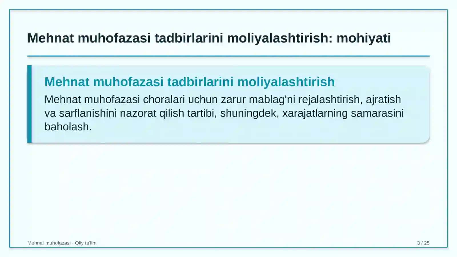 geodeziya va kartografiyada mehnat muhofazasi tadbirlarini moliyalashtirish 7141 3