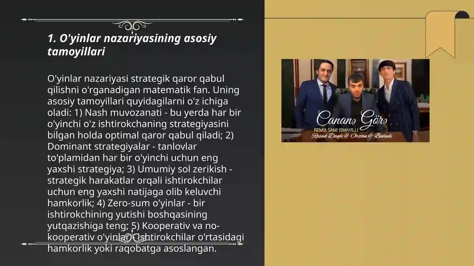 O'yinlar nazariyasi va o'zaro hamkorlikni modellashtirish 3