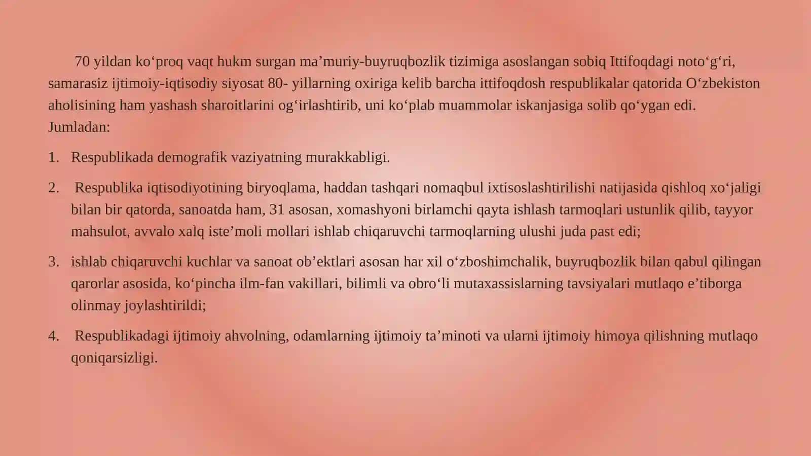 MUSTAQIL O‘ZBEKISTON RESPUBLIKASINING TASHKIL TOPISHI VA UNING TARIXIY AHAMIYATI. O‘ZBEKISTONNING O‘ZIGA XOS ISTIQLOL VA TARAQQIYOT YO‘LI 3