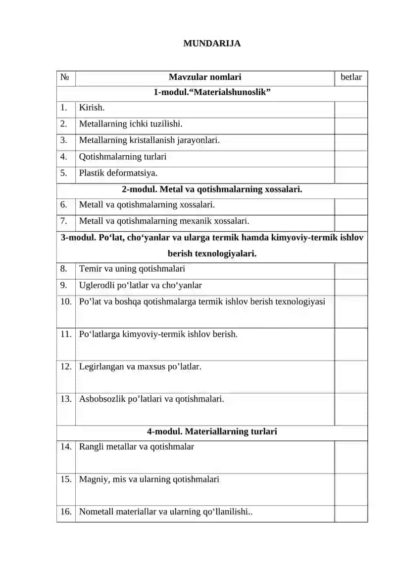 Materialshunoslik va yangi materiallar texnologiyasi 3