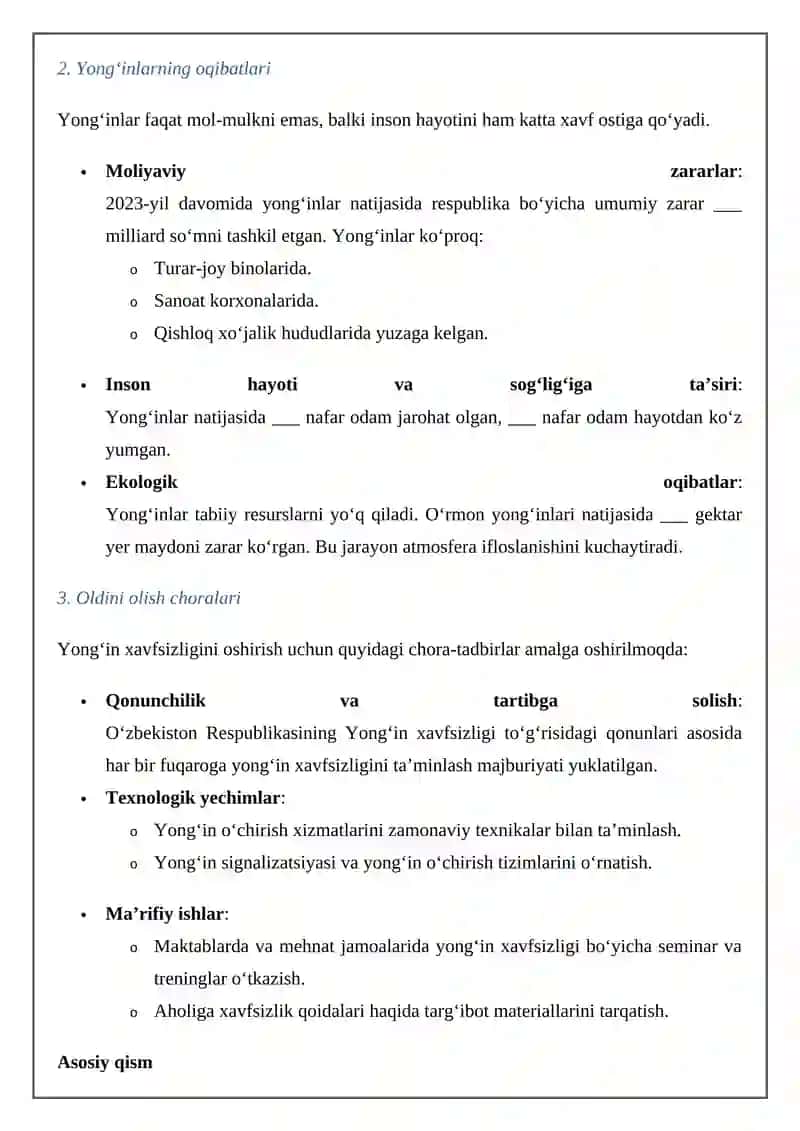 Respublika bo’yicha yong’inlar sodir bo’lishi va ulardan ko’riladigan zararlar to’g’risida statistik ma’lumotlar 3