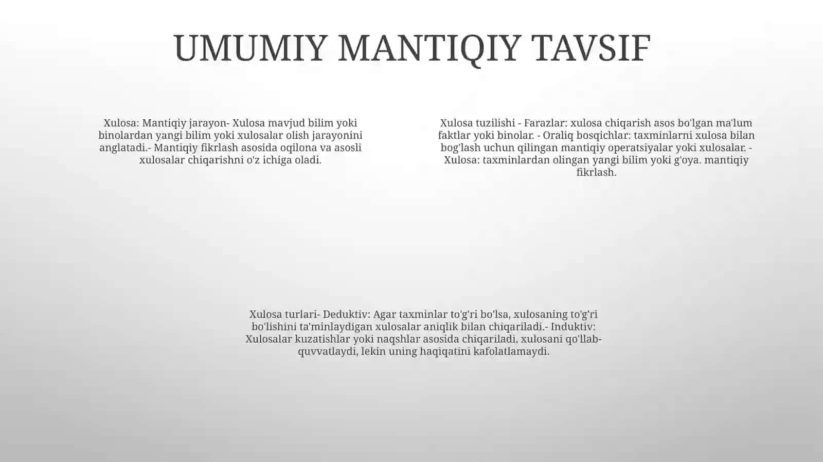 Xulosa Chiqarishning Umumiy Mantiqiy Tavsifi.XulosaChiqarishningTuzilishi 3
