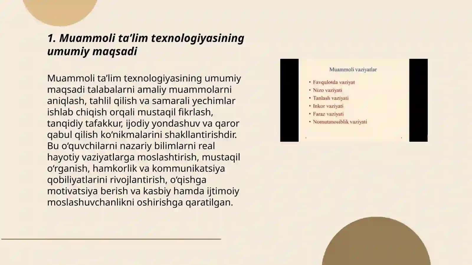 Muammoli taʼlim texnologiyasining maqsad va vazifasi 3