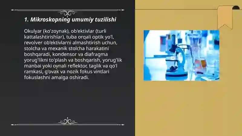 Mikraskop tuzulishi va uning kattalashtirishi 3