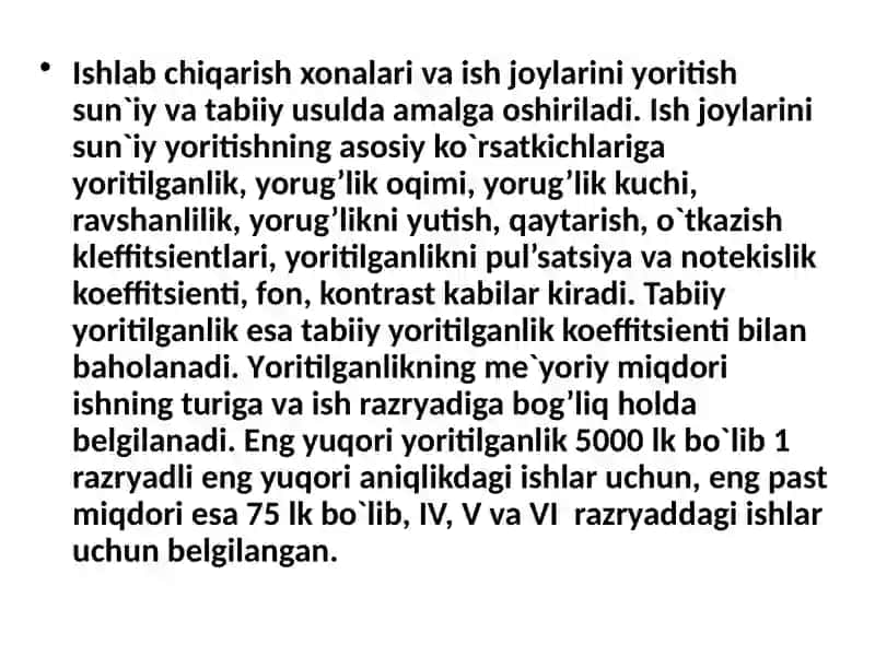 Ishlabchiqarish korxonalarida va inshootlarda tabiiy yorug’likni aniqlash 3