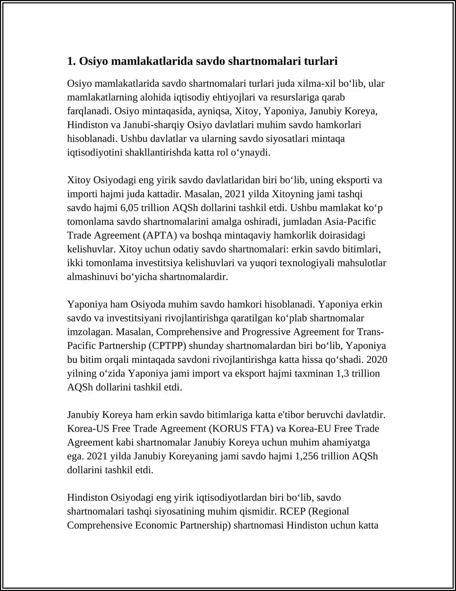 OSIYO MAMLAKATLARIDA SAVDO SHARTNOMALARI 3