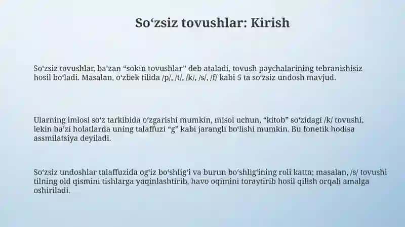 Unli tovushlar talaffuzi va imlosi 3