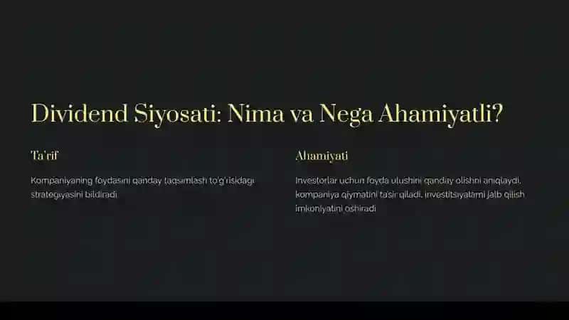 Kompaniyaning Dividend Siyosati va Bozor Qiymatiga Ta’siri 3