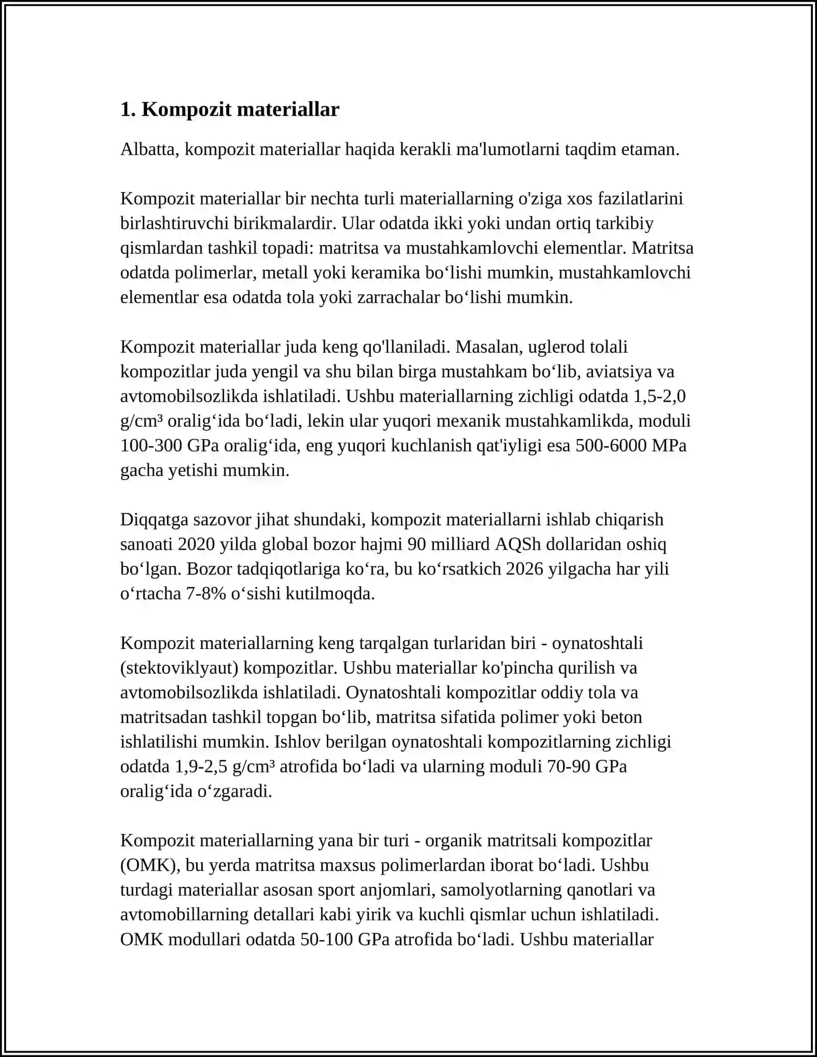 YENGIL VA MUSTAHKAM ZAMONAVIY MATERIALLAR 3