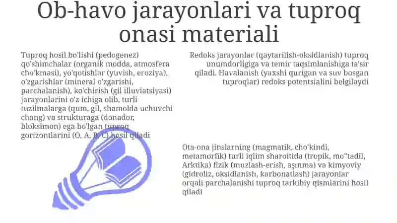 Ob-havo jarayonlari va tuproq onasi materiali 3