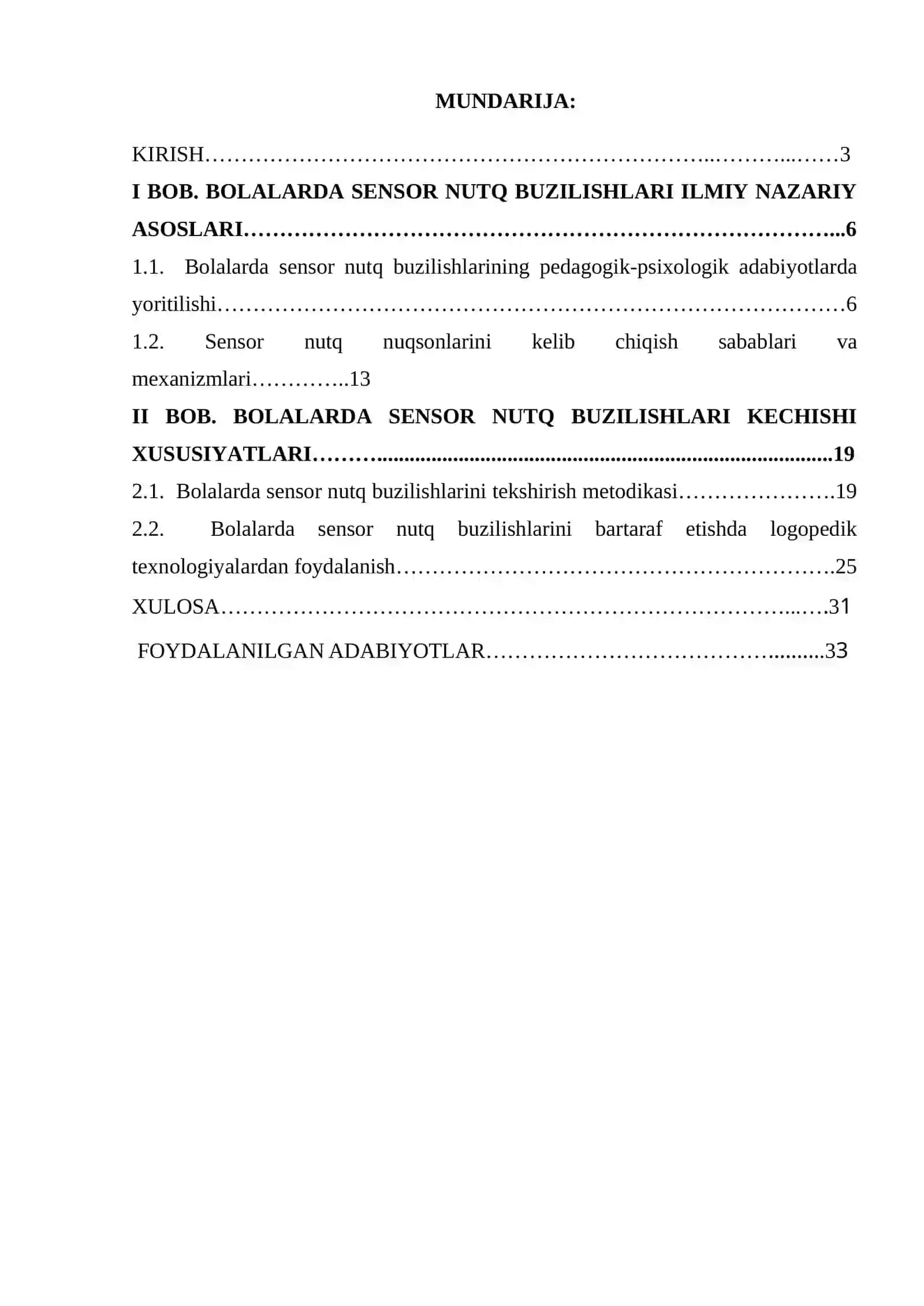 BOLALARDA SENSOR NUTQ BUZILISHLARI KURS ISHI 3