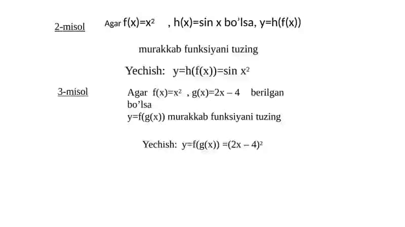 Murakkab funksiya. Teskari funskiya.      Aniqlanish vaqiymatlar to`plami. Grafigi. 3