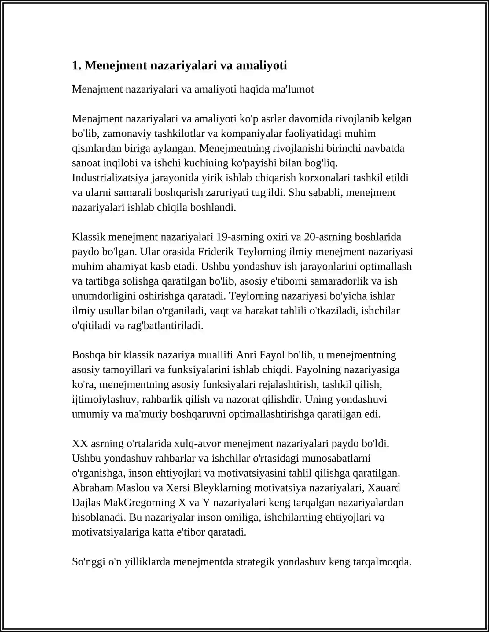 ISLOM KARIMOV NOMIDAGI TOSHKENT DAVLAT TEXNIKA UNIVERSITETINING QO’QON FILIALI MENEJMENT 3