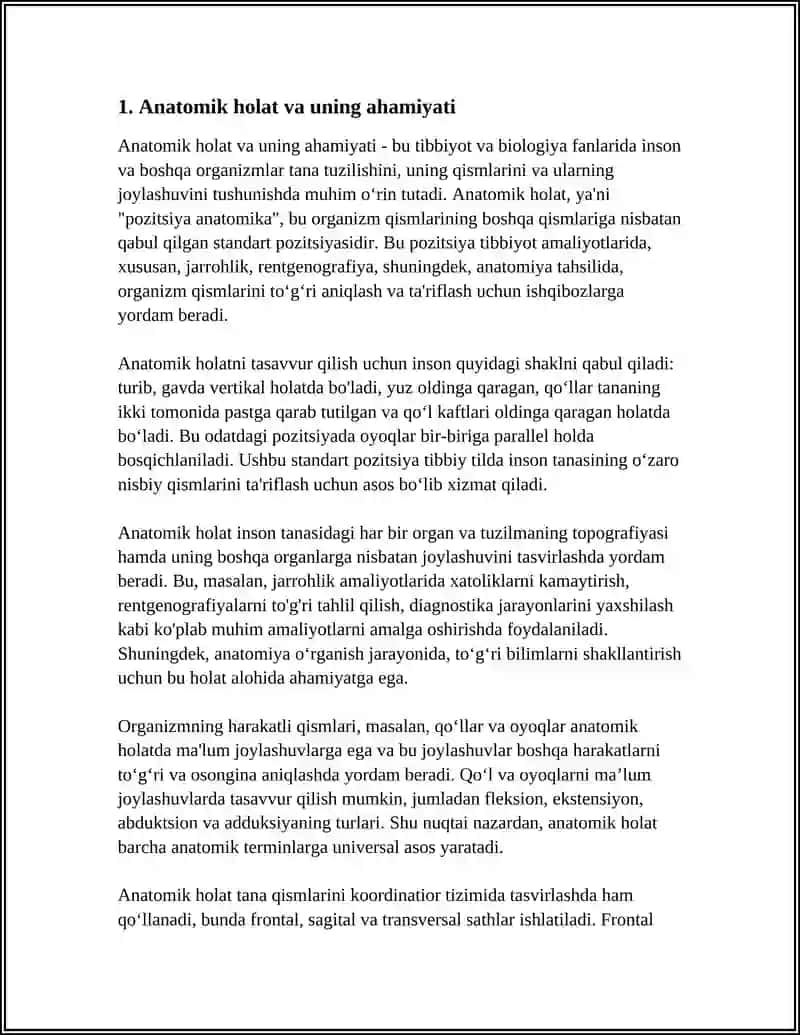 ANATOMIYA USULLARI. TANA OʻQI VA SATHLARI 3