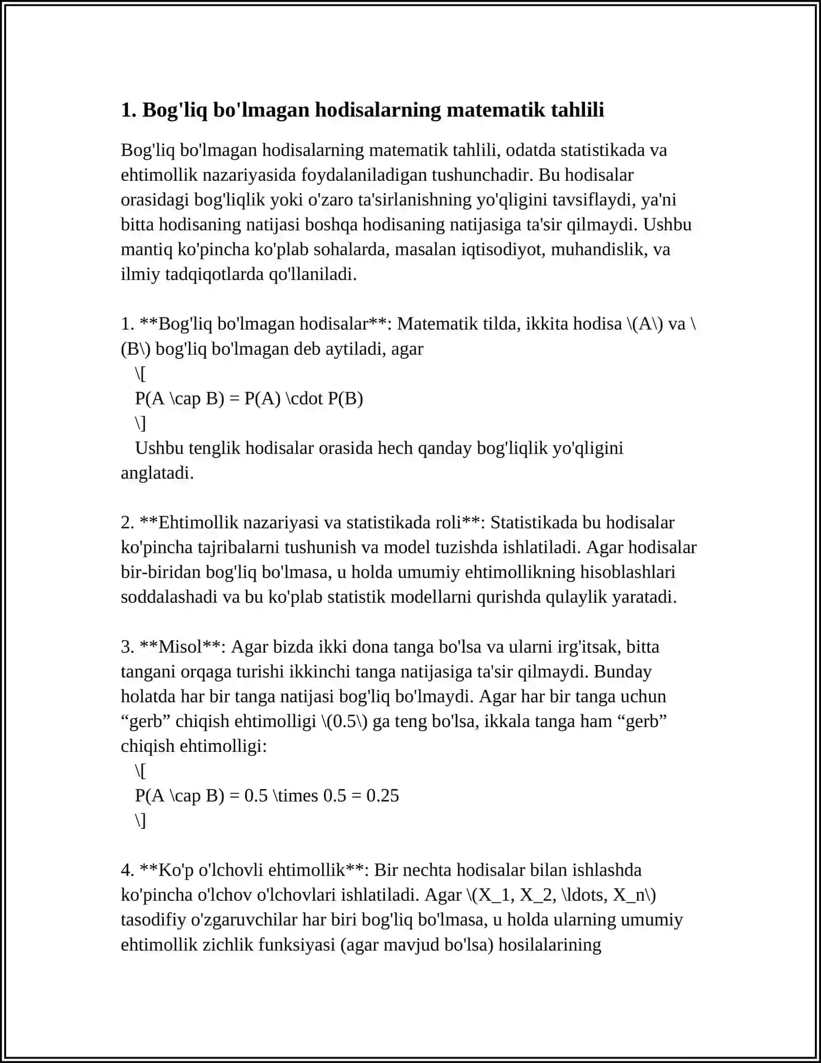 BOG'LIGSIZ TAJRIBALAR KETMA-KETLIGI 3