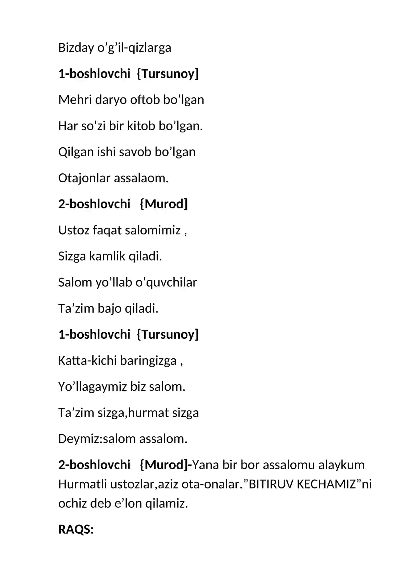 4-SINF BITIRUV KECHASI 3