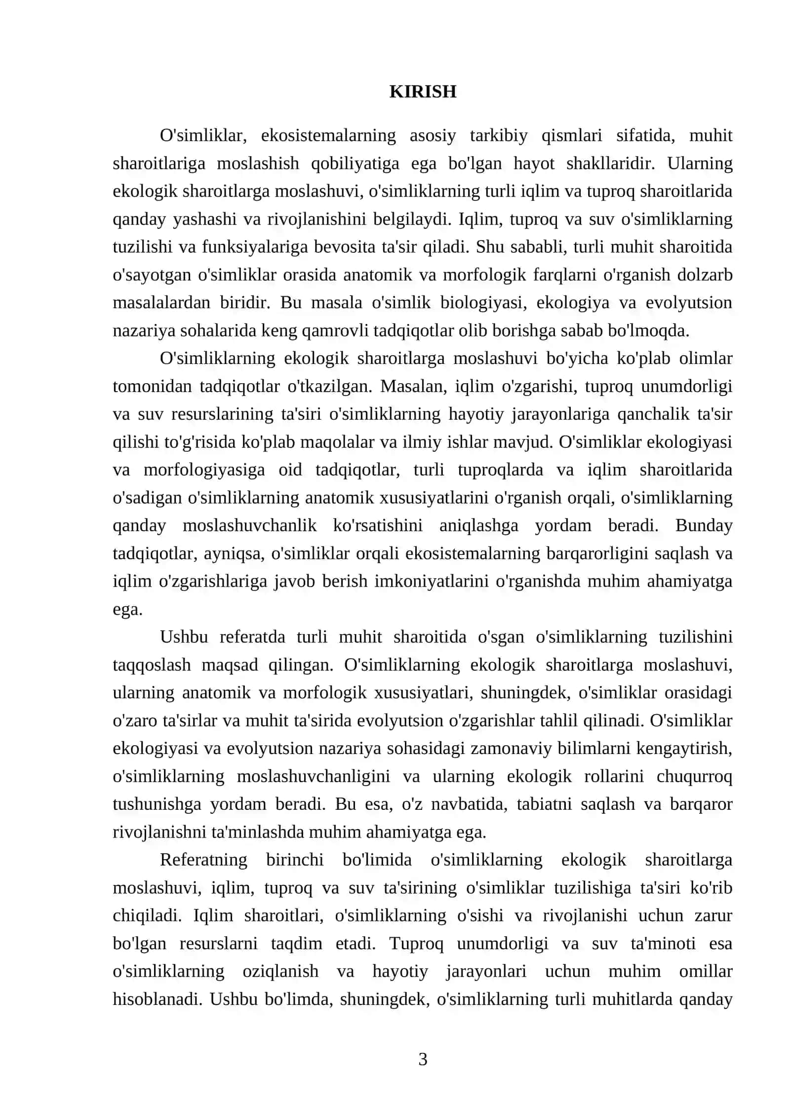 Turli muhit sharoitida o’sgan o’simliklarning tuzilishini taqqoslash 3