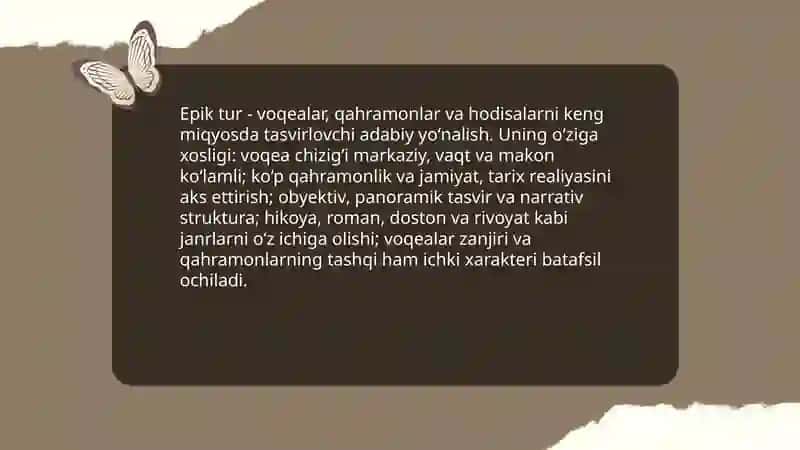 Epik tur va uning janrlari 3