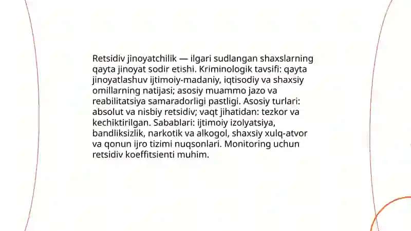 Retsidiv jinoyatchilikning kriminologik tavsifi va uning oldini olish 3