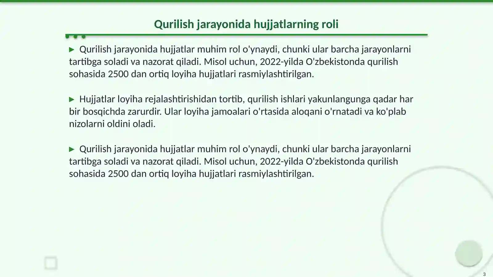 Qurilishni tashkil etish va ishlab chiqarish ishlari hujjatlari 3