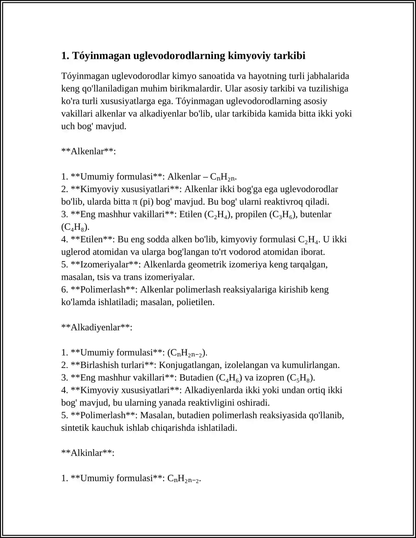 TÓYINMAGAN UGLEVODORODLAR 3