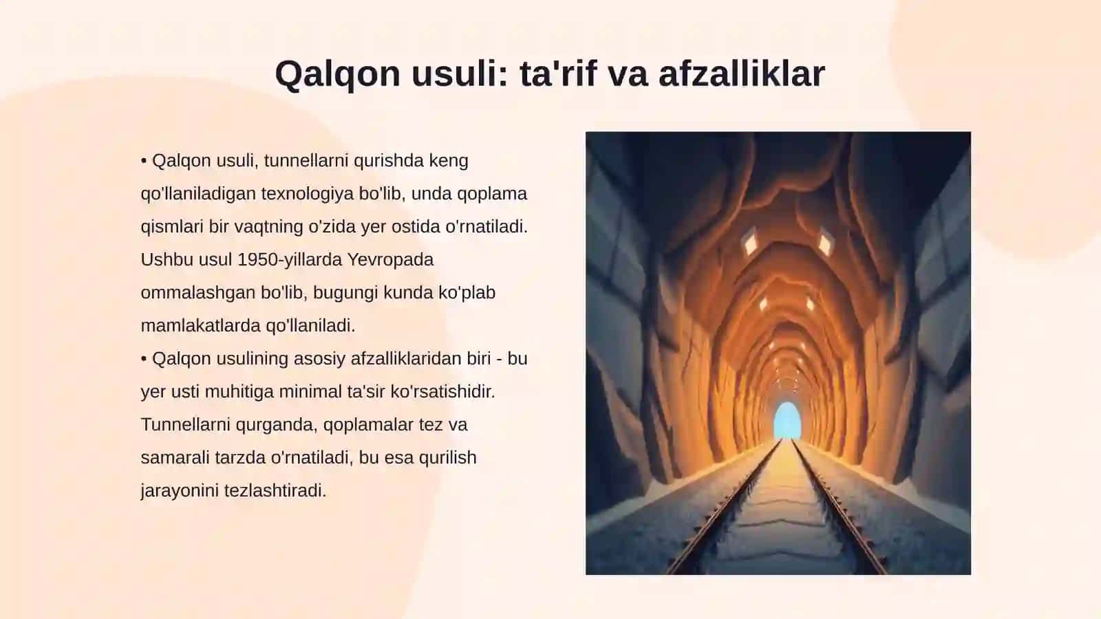 Qalqon va ochiq usullarda tonnel qoplamalarini qurish 3