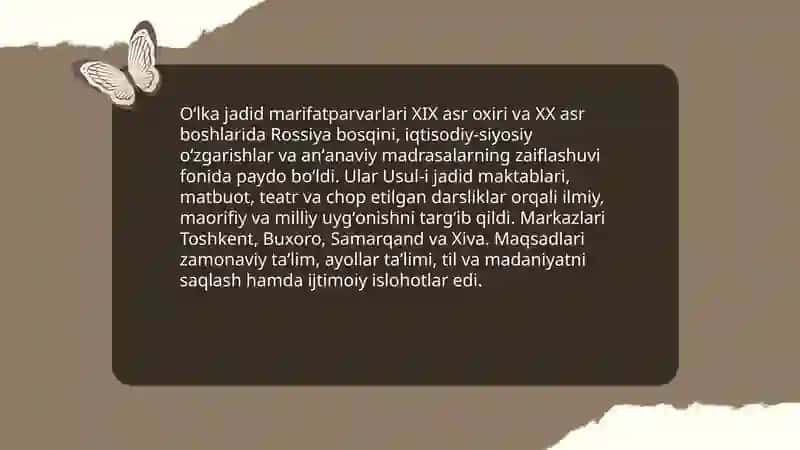 Jadid marifatparvarlarining oʻlka ijtimoyi - manaviy hayotda tutgan oʻrni 3