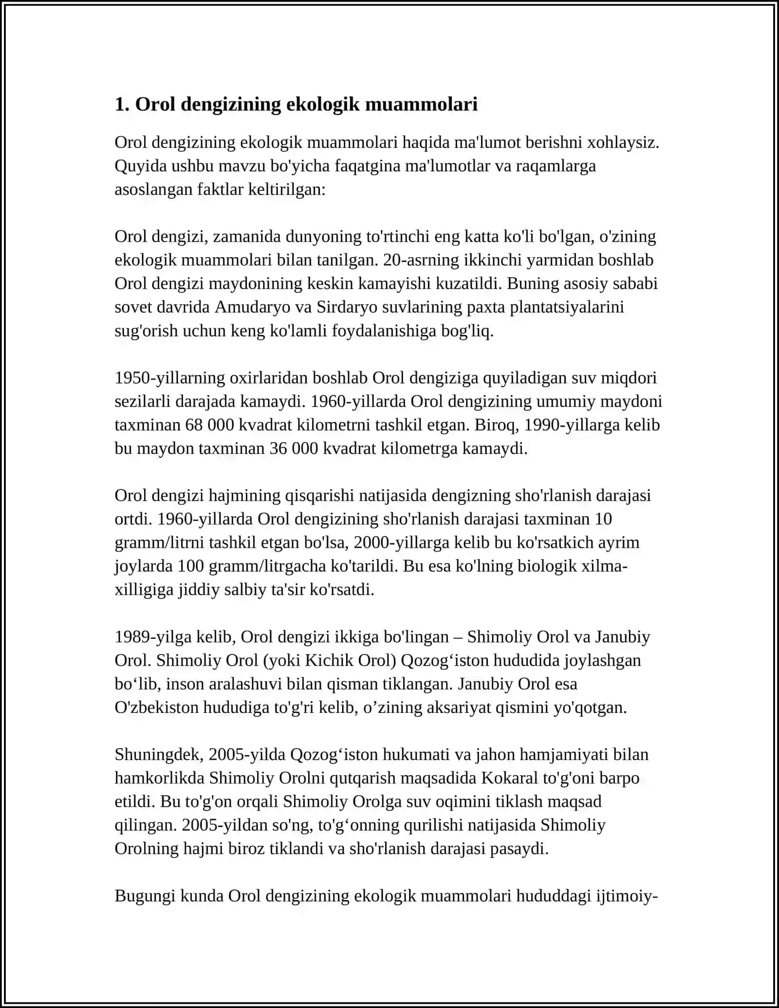 OROL FOJIYASI:UNING GLOBALLASHUVI 3