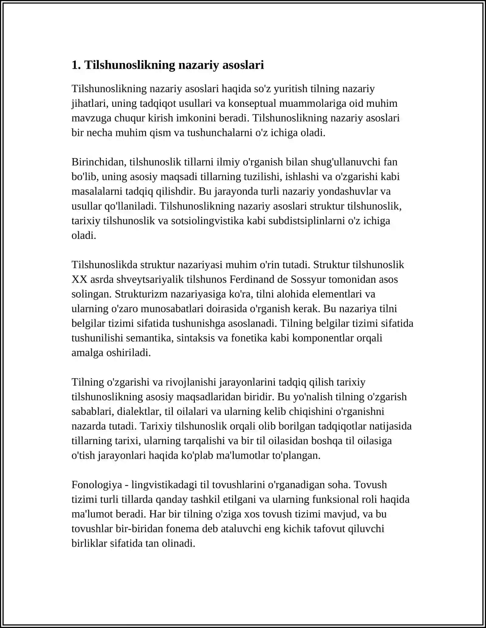 Tilshunoslikning Nazariy Asoslari Referat 3