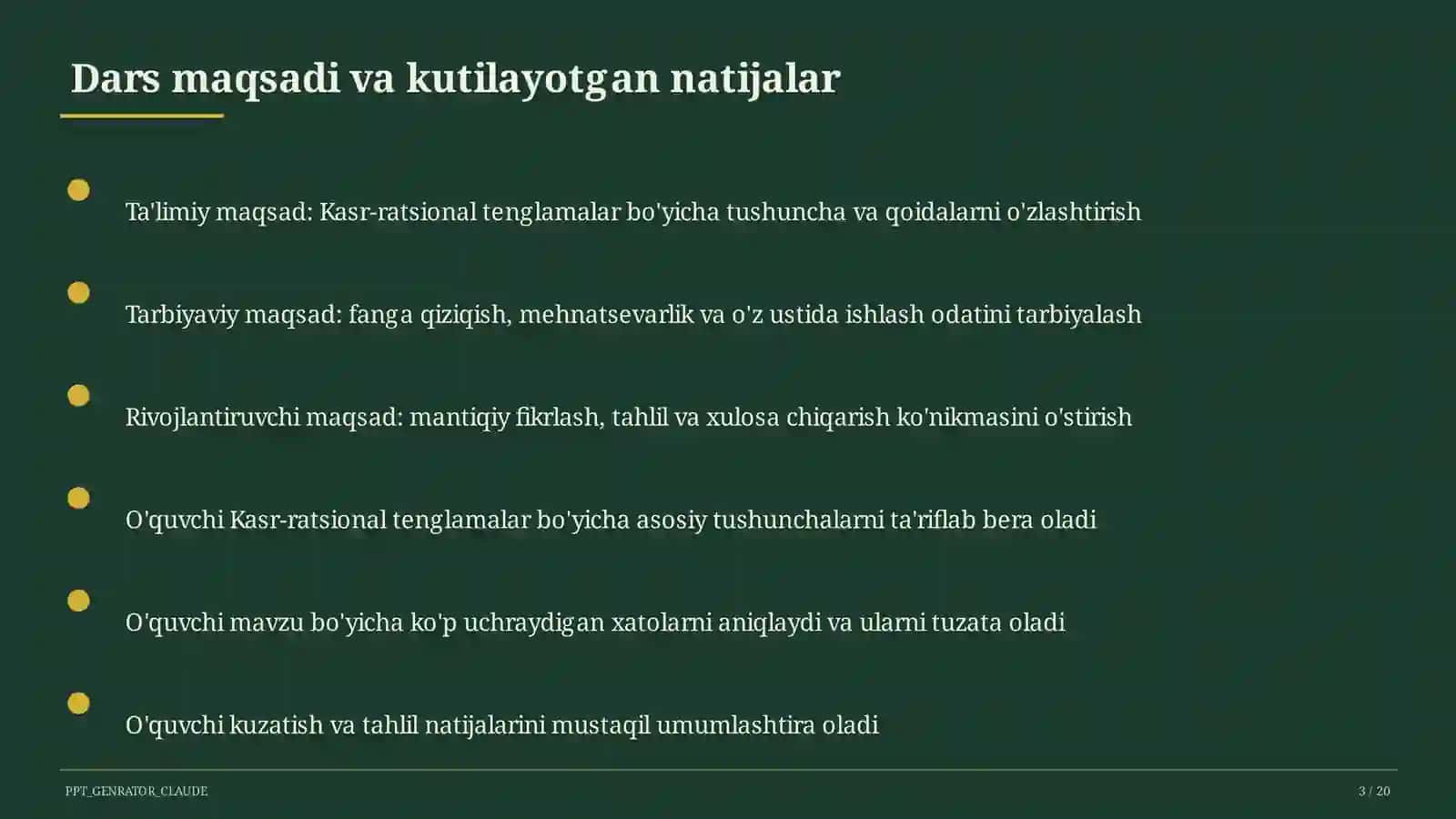 Kasr-ratsional tenglamalar (8-sinf) 3