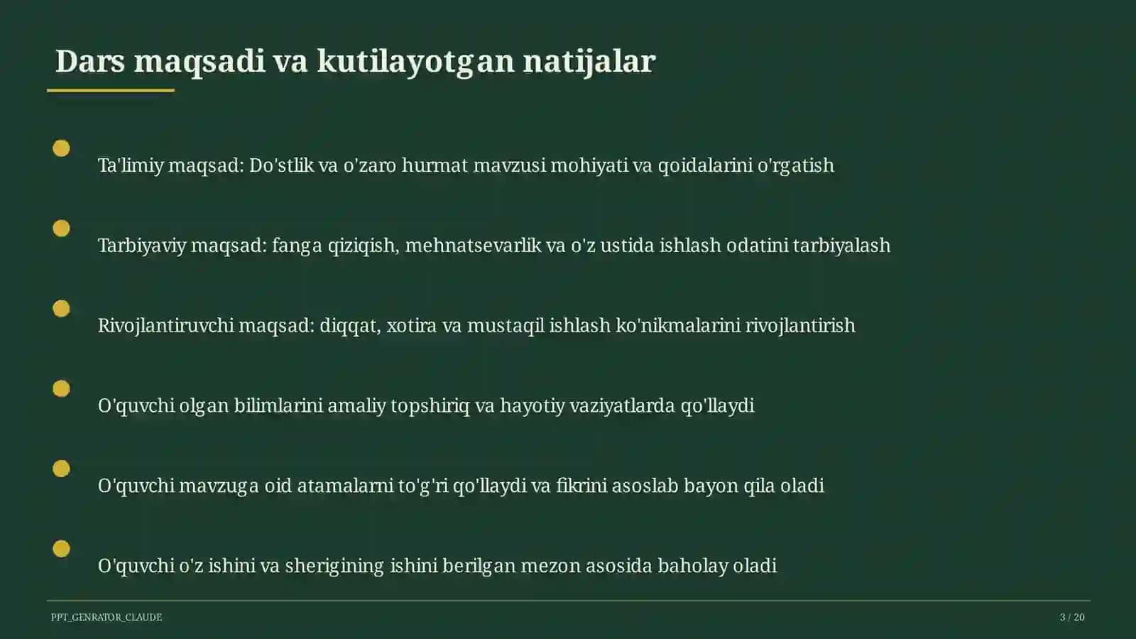 Do'stlik va o'zaro hurmat 3
