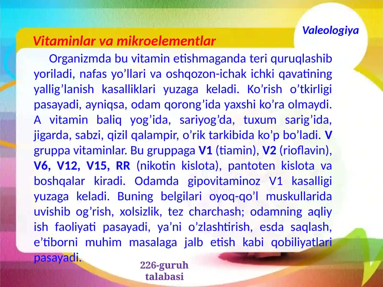 Vitaminlar va Mikroelementlar 3