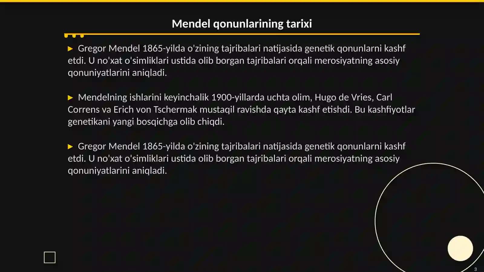 Mendel qonunlari va ularning talqini 3