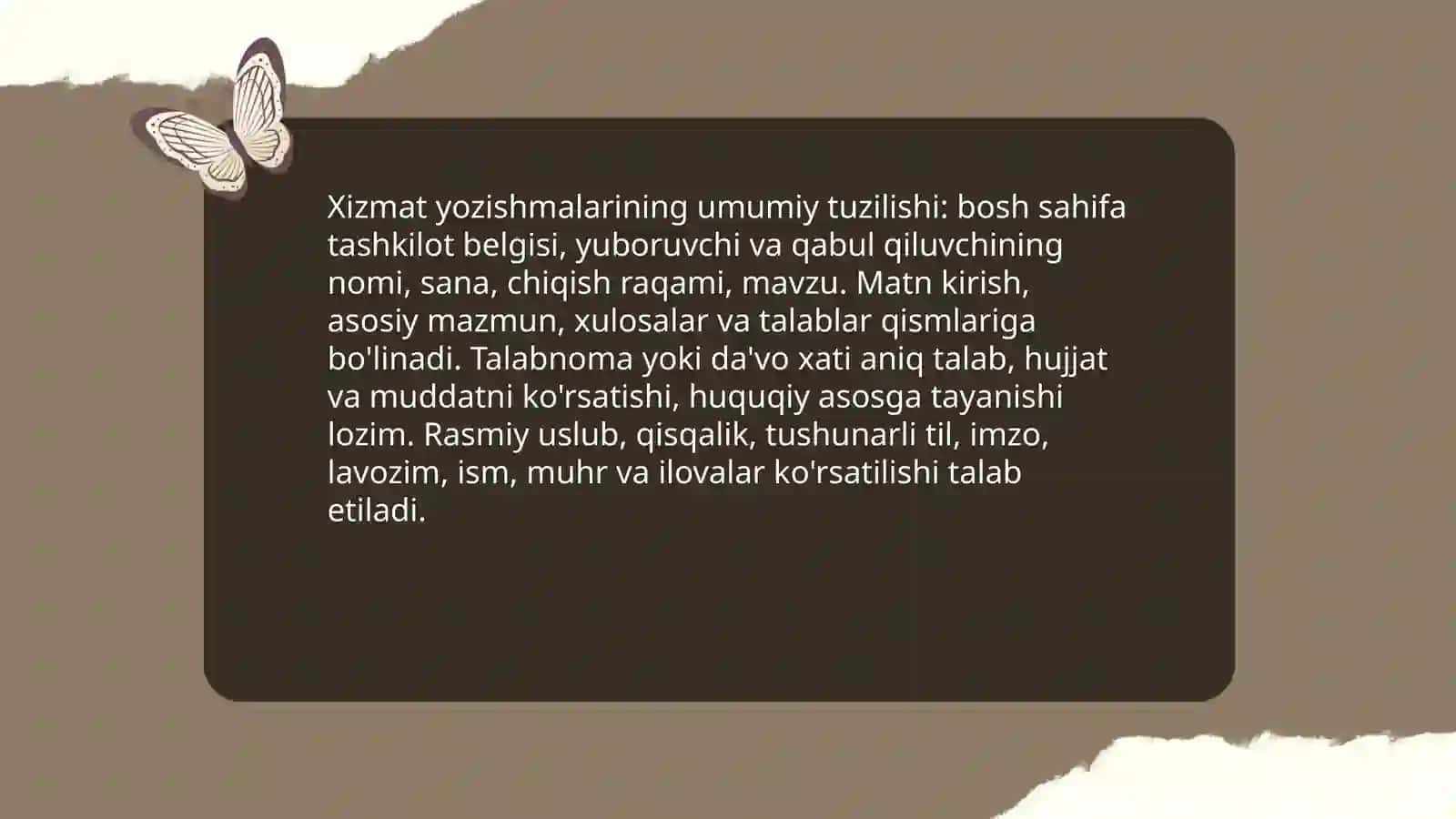 Xizmat yozishmalari: axborot xati, da'vo xati, talabnoma 3