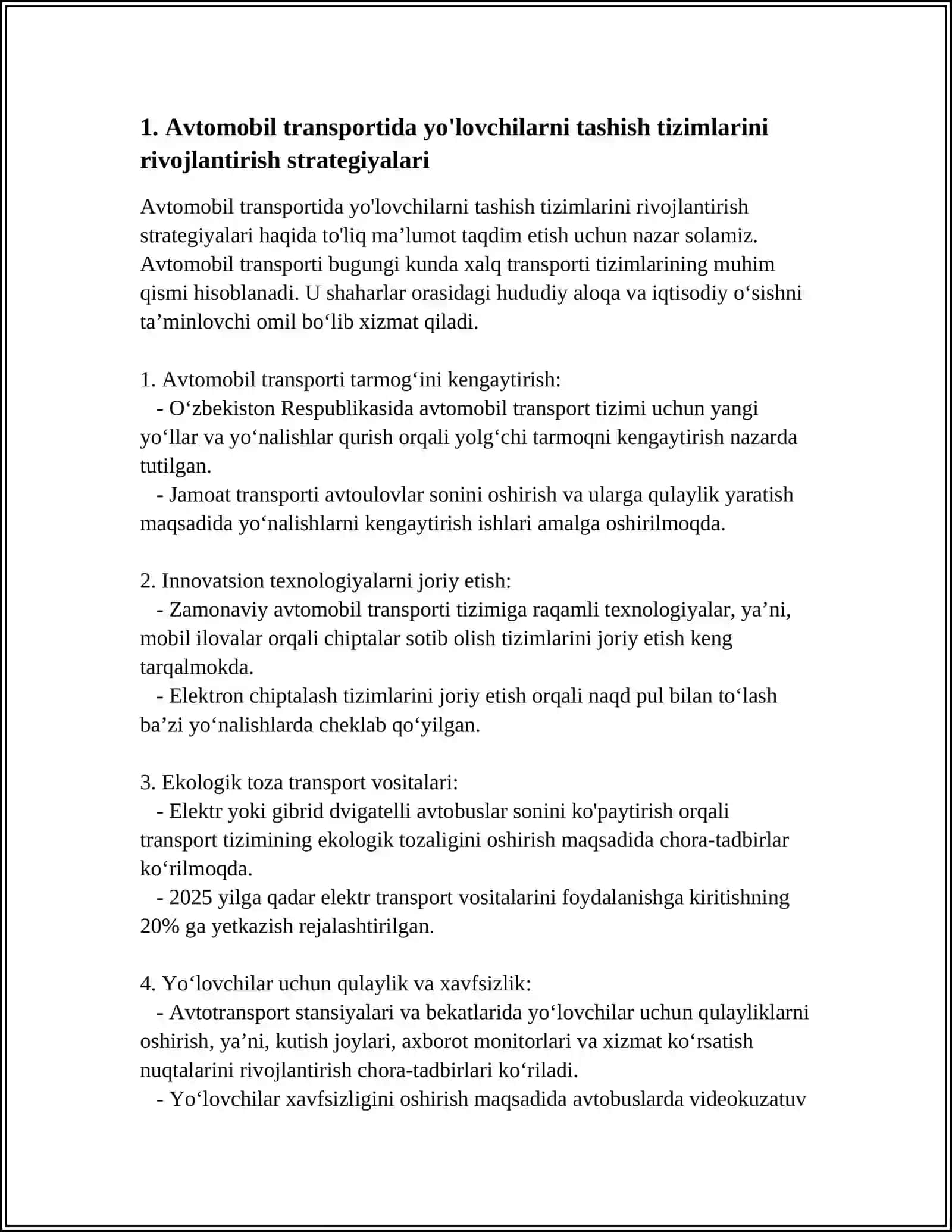 AVTOMOBIL TRANSPORTINDA JOLAWSHILAR TASIW SISTЕMASIN JЕTILISTIRIW JOLLARI 3
